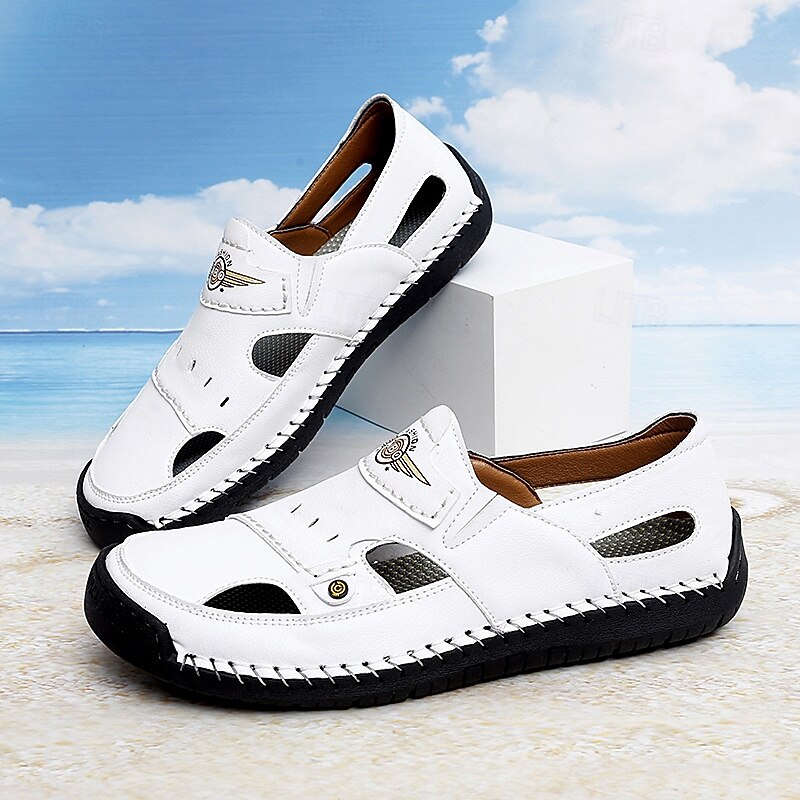 Men's White Casual Slip-On Sandals – Breathable Outdoor Summer Shoes for Beach, Vacation & Daily Wear3