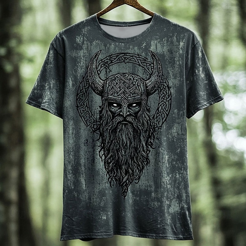 Men's Viking T Shirt Short Sleeve T shirt 3D Print Crew Neck Shirt Fashion Daily Basic Street Casual Daily Red Blue Green Summer Spring All Seasons Clothing Apparel S M L XL XXL XXXL