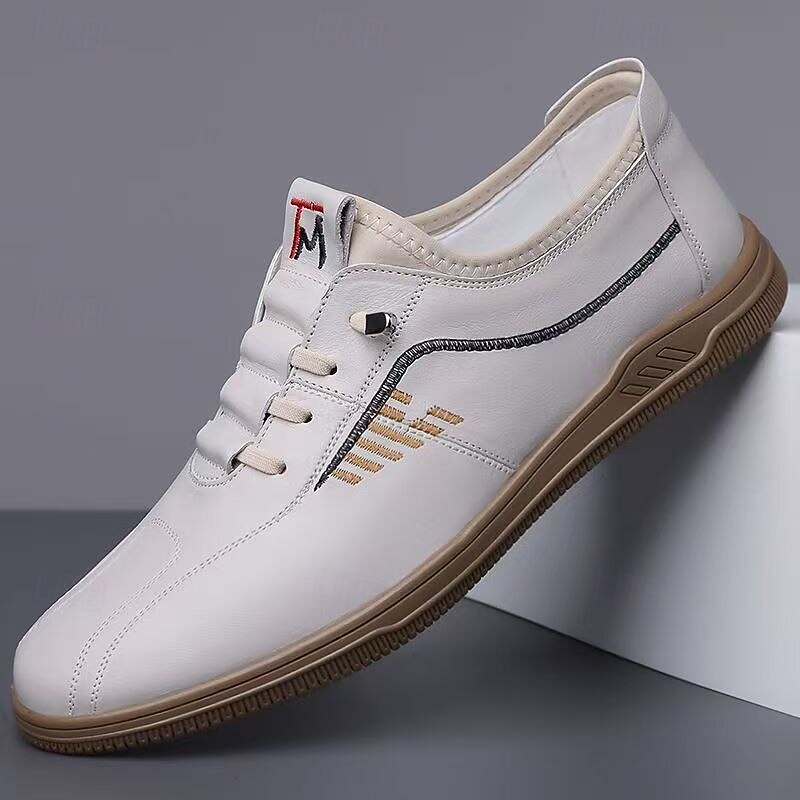 White Athletic Sneakers for Men with Sleek Design - Versatile Sporty Shoes for Daily Wear