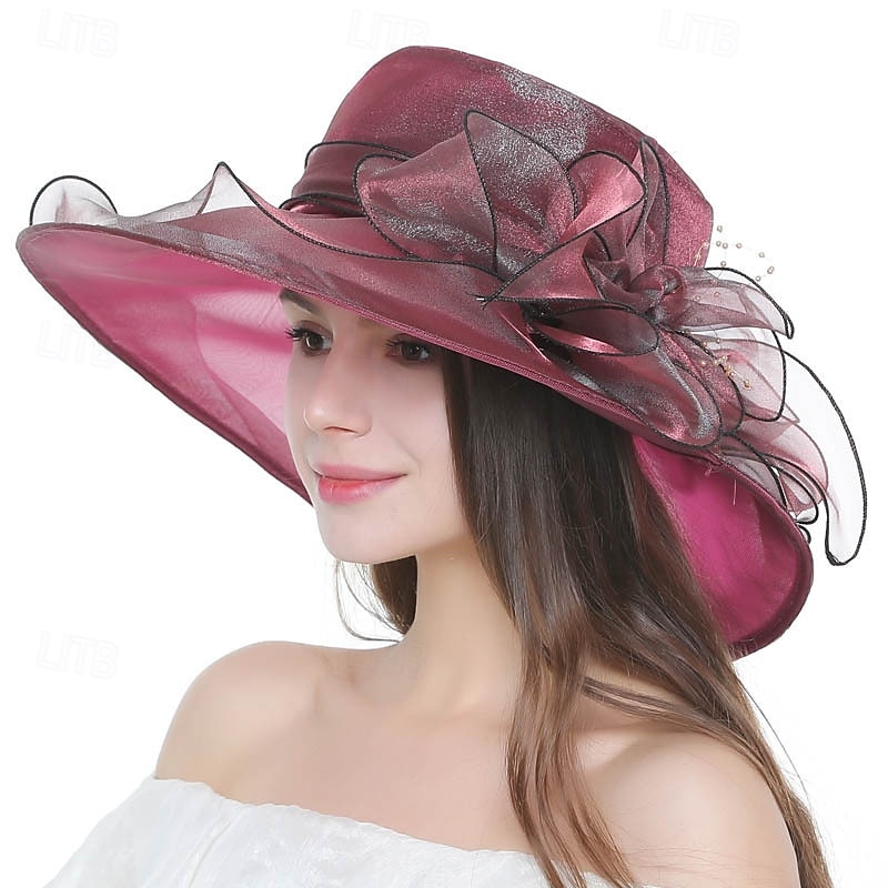 Kentucky 2025 Derby Hat for Women Ladies Organza Fascinator Easter Tea Party Bridal Church Sunday Sun Hat3
