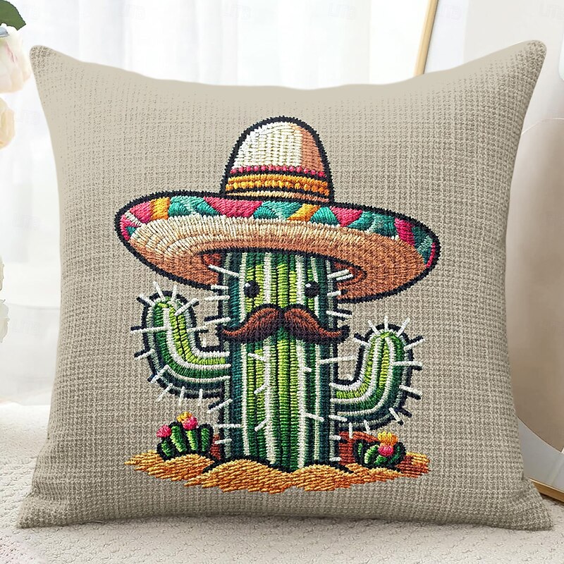Cinco de Mayo Mexico Decorative Toss Pillows Cover 1PC Soft Square Couch Cushion Case Pillowcase for Bedroom Livingroom Sofa Chair Small Cactus3