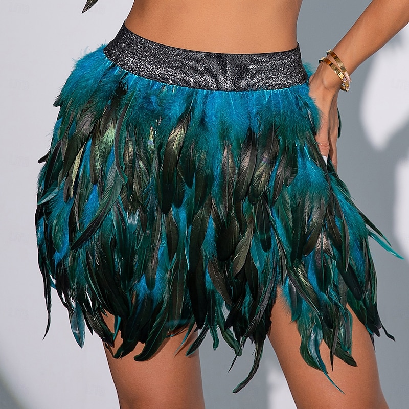 Drag Queen Halloween Feather Skirt Pride Rainbow Sexy Costume Adults' Women's Unisex Halloween Carnival Pride Parade Pride Month Easy Halloween Costumes Dress Up