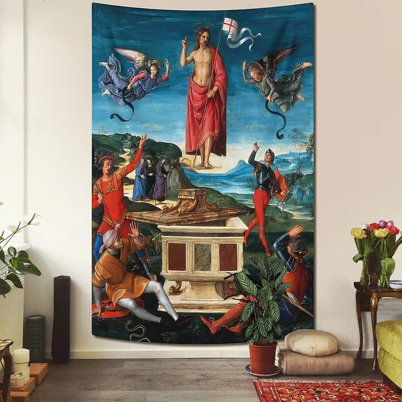 Famous Painting Hanging Tapestry Wall Art Jesus Large Tapestry Mural Decor Photograph Backdrop Blanket Curtain Home Bedroom Living Room Decoration