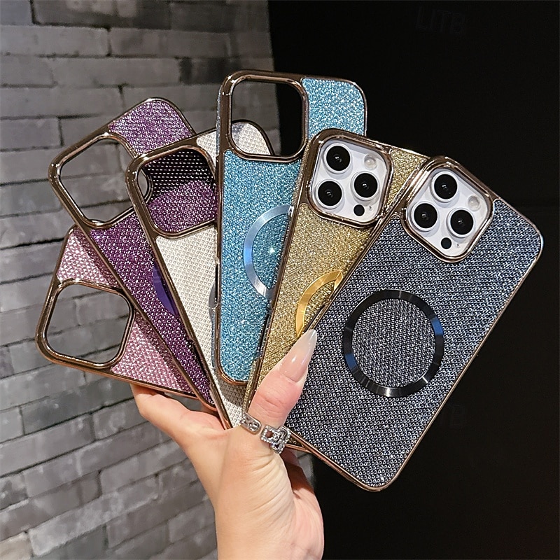 Phone Case For iPhone 16 15 14 Pro Max Plus 13 12 Pro Max Back Cover Magnetic Adsorption Magnetic Support Wireless Charging Shockproof Color Gradient Geometric Pattern PC PU Leather2