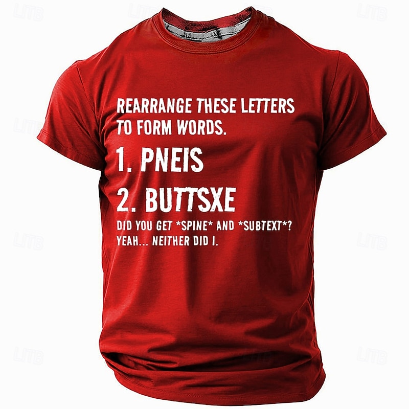 Men's Funny Graphic T-Shirt - Adult Wordplay Letter Puzzle Humor Tee