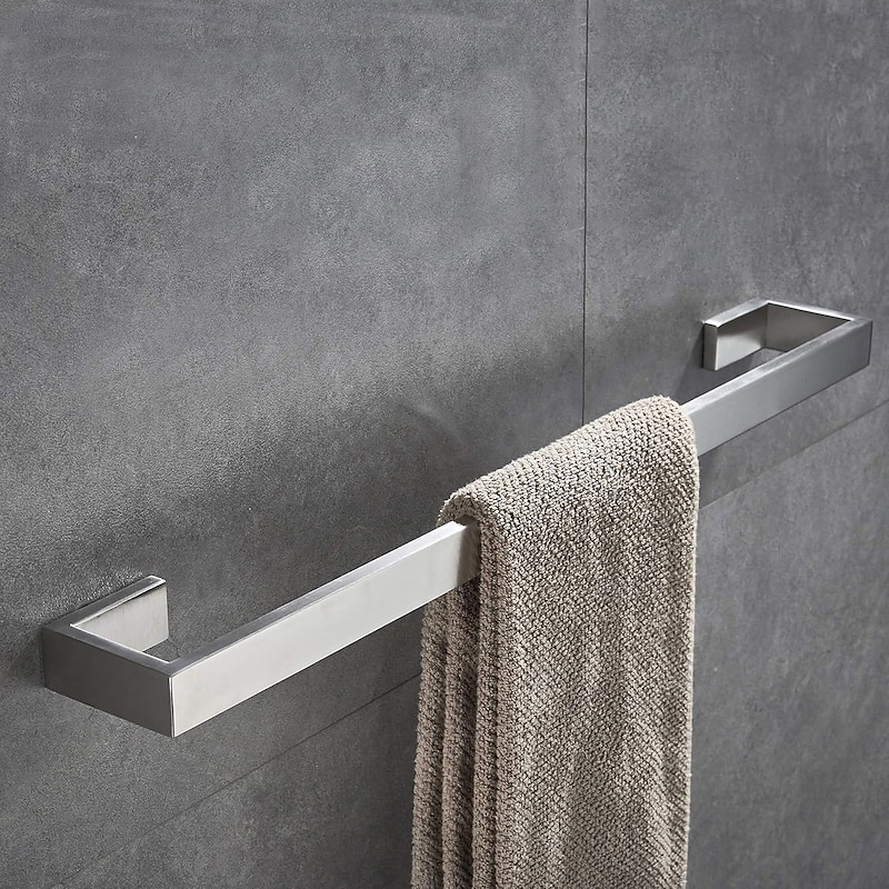 Bathroom Towel Bar 50cm/60cm, Towel Rack Wall Mount Bath Towel Holder, Bath Towel Hanger Stainless Steel Brushed Finished Bathroom Accessories Towel Rail Single Bar,(Black/Brushed Nickel/Chrome)2