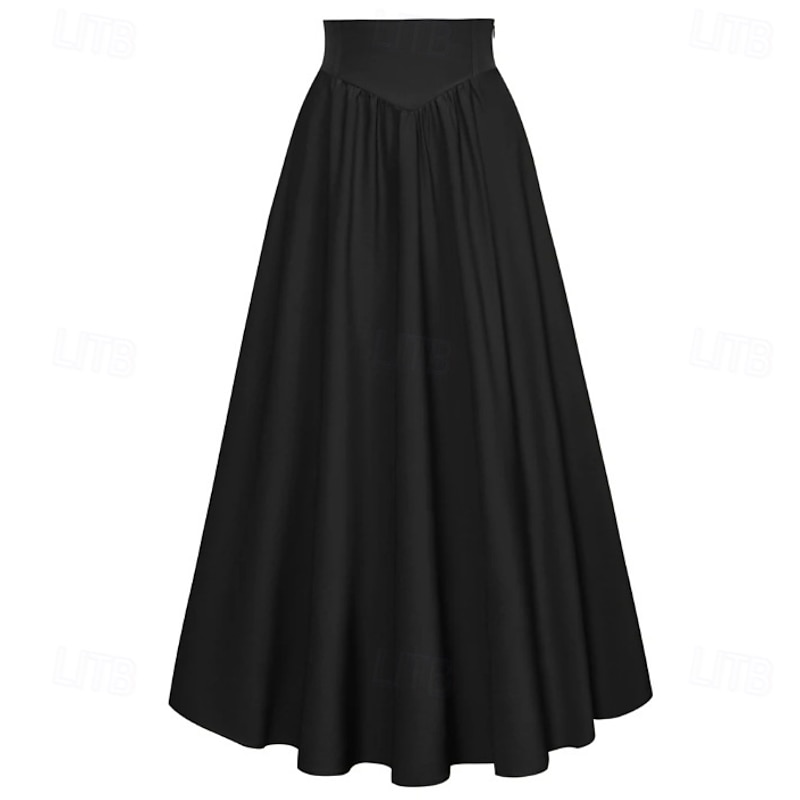 Retro Vintage Punk & Gothic Medieval Ankle Length Skirt Maxi Skirt Solid Color A-Line Fancy Dress Women's Celtic Pirate Masquerade Casual Daily Adults' Skirt4