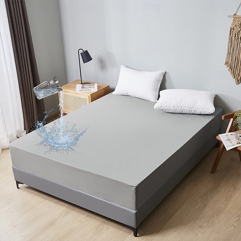 Queen Full King Protective Bed Cover Waterproof Mattress Protector Fitted Sheet Bed Protector Soft Fitted Sheet Breathable Comfortable 5-Sided Protection Against Bugs Dust Mites