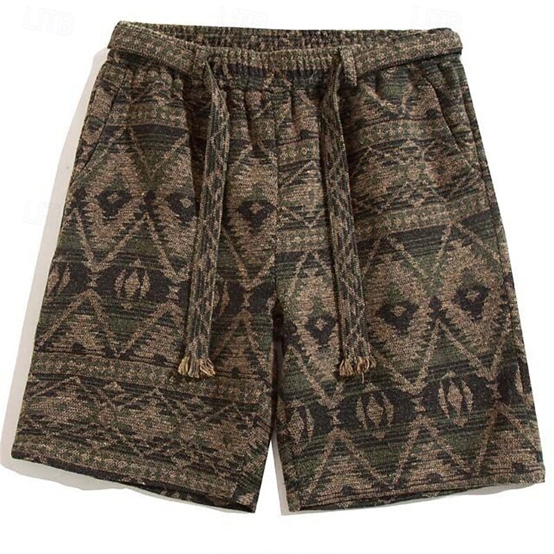 Men's Shorts Summer Shorts Casual Shorts Pocket Drawstring Elastic Waist Moroccan Random Comfort Breathable Short Outdoor Vacation Sport Casual Pink Red3