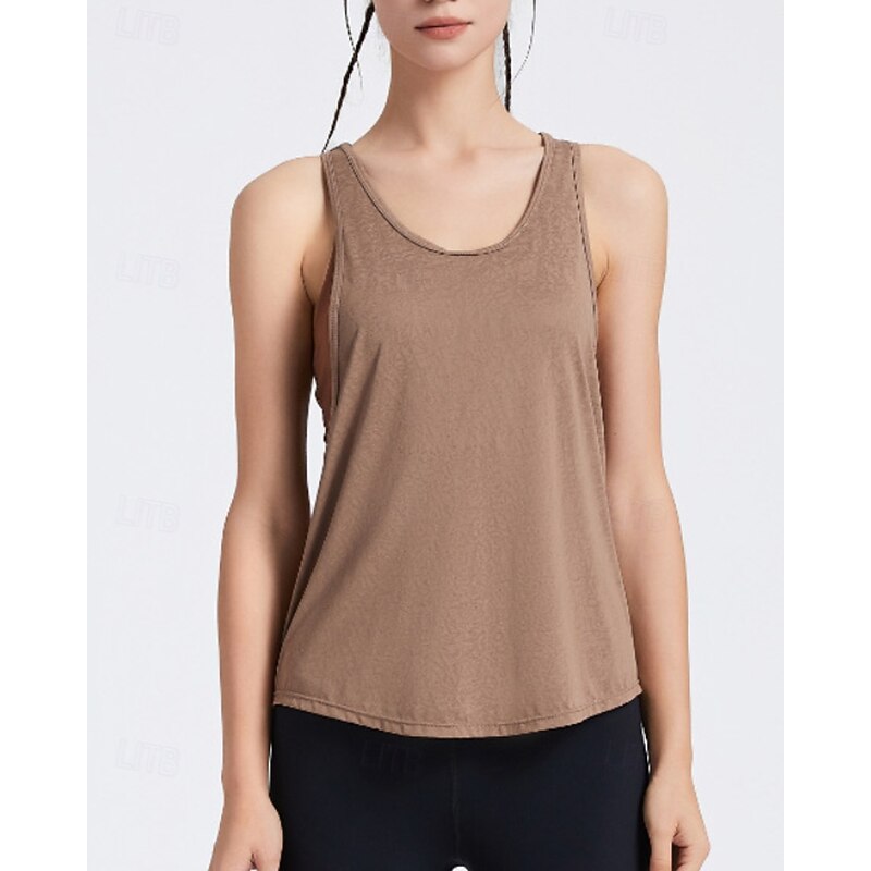 Women's Solid Colored Workout Tank Top Sport Shirt Sports Tank Top Tank Top Sleeveless Breathable Tennis Golf Pickleball Crew Neck Y Back Black White Light Green Tennis Clothing2