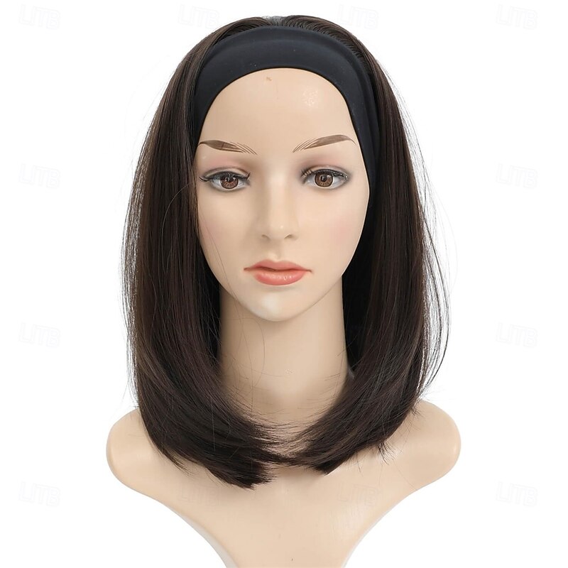 Headband Wigs for White Women 12 Inch Headband Wig Short Bob Wigs for Women Shoulder Length 180% Density Glueless Synthetic wig for Girls Daily Use Cosplay Wigs2
