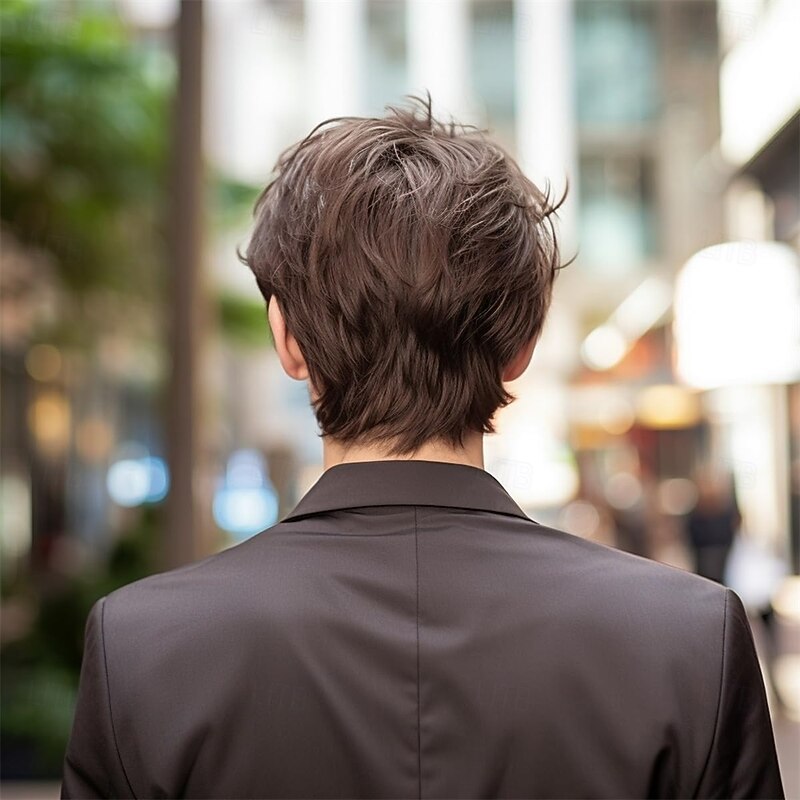 Short Brown Mens WigCostume Wigs for MenSynthetic Mens Wigs for Daily Use3