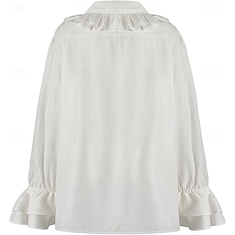 Retro Vintage Medieval Renaissance Blouse / Shirt Vampire Pirate Solid Color Fancy Dress Men's Fantasy Royal Halloween Carnival Masquerade Party LARP Ren Faire Adults' Shirt All Seasons2