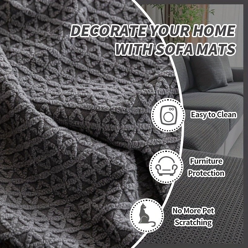 1pc Stretch Sofa Seat Cover Universal Jacquard Soft Polar Fleece Slipcover Easy to Clean & Durable2