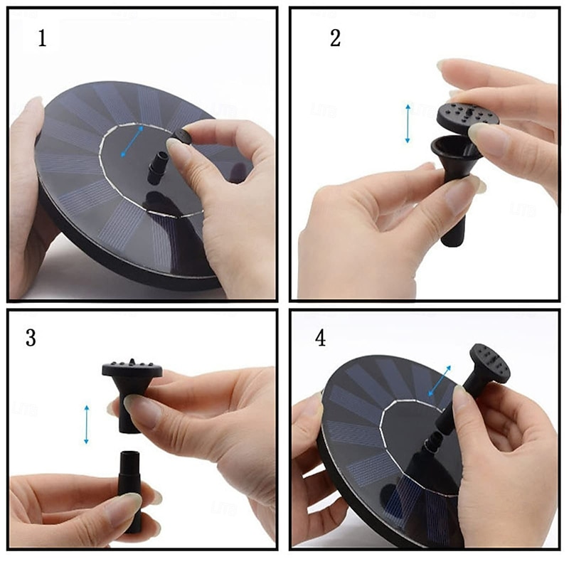 Solar Fountain Courtyard Garden Bird Bath Fountain, Outdoor Pond Floating Fountain2