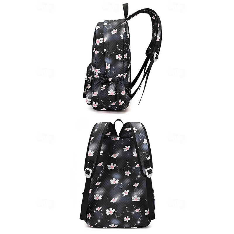 Girls Floral School Backpack – Lightweight Quilted Bookbag with Chain Decor and Water-Resistant Fabric for Teen Students and Middle School Use3