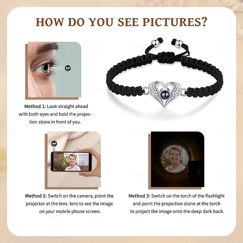 Personalized Photo Heart Wings Bracelet, Custom Best Gift for Her, Guardian of Love and Courage – Perfect for Mother's Day, Valentine's Day, Christmas, Anniversary, Birthday Gift for Mom, Wife, Girlfriend – Special Keepsake Jewelry4