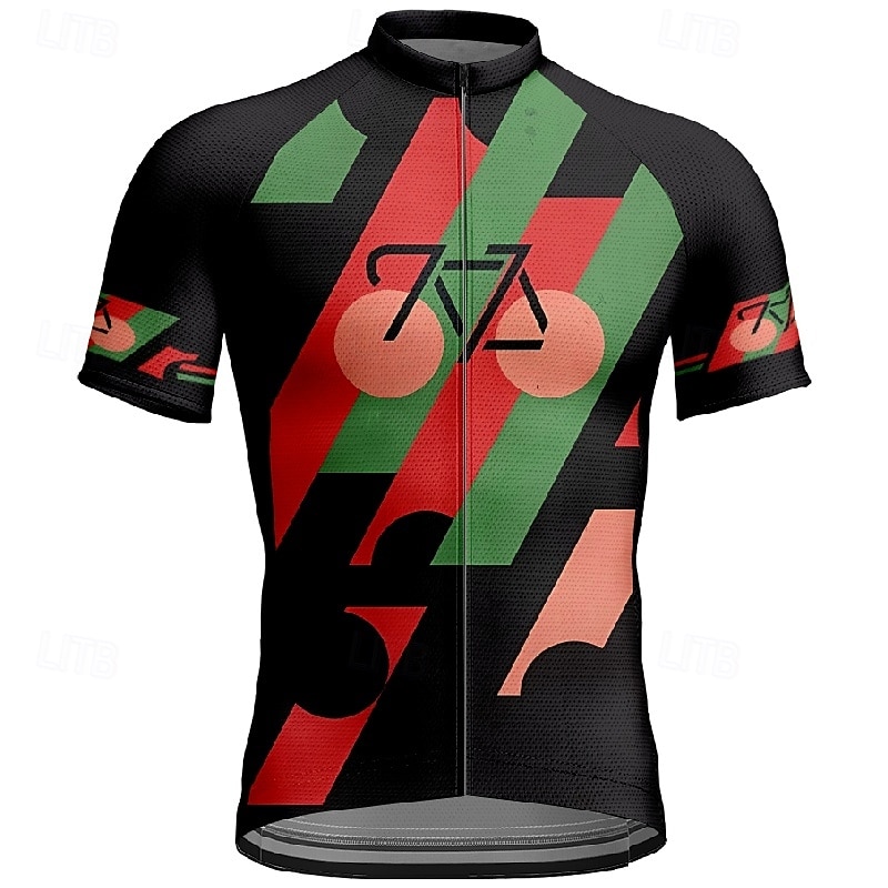 Men's Cycling Jersey Geometric Short Sleeve Bike Tee Tshirt Jersey with 3 Rear Pockets Mountain Bike MTB Quick Dry Anatomic Design Wicking Breathable Sports Red Blue Purple Clothing Apparel