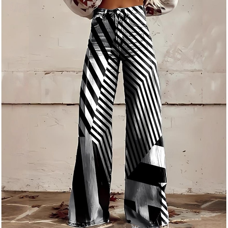 Women's Wide Leg Chinos Baggy Pants Fashion Streetwear Bohemian Full Length High Waist Floral Graphic Abstract Elastic Waistband Printing Comfy Soft Comfortable Micro-elastic Outdoor Vacation Street3