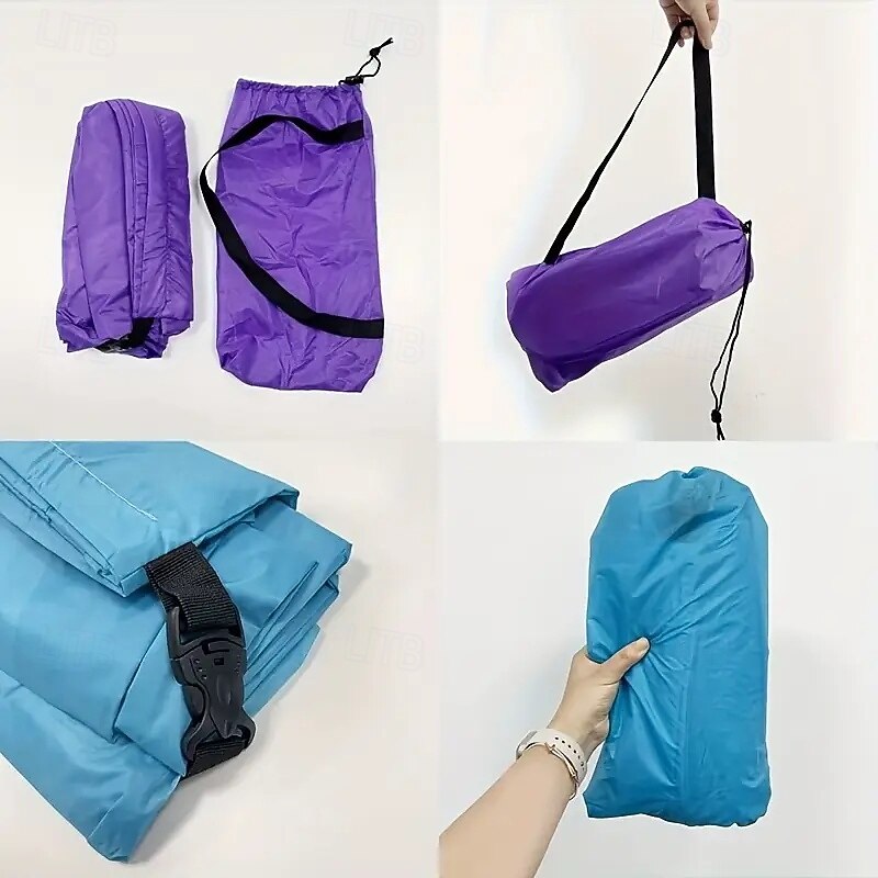 Comfy Inflatable Lounger Sofa 1pc Ultra-Comfy Portable Inflatable Lounger Sofa Bed - Durable Polyester Air Cushion Foldable Ideal for Camping & Beach Relaxation Single Person2