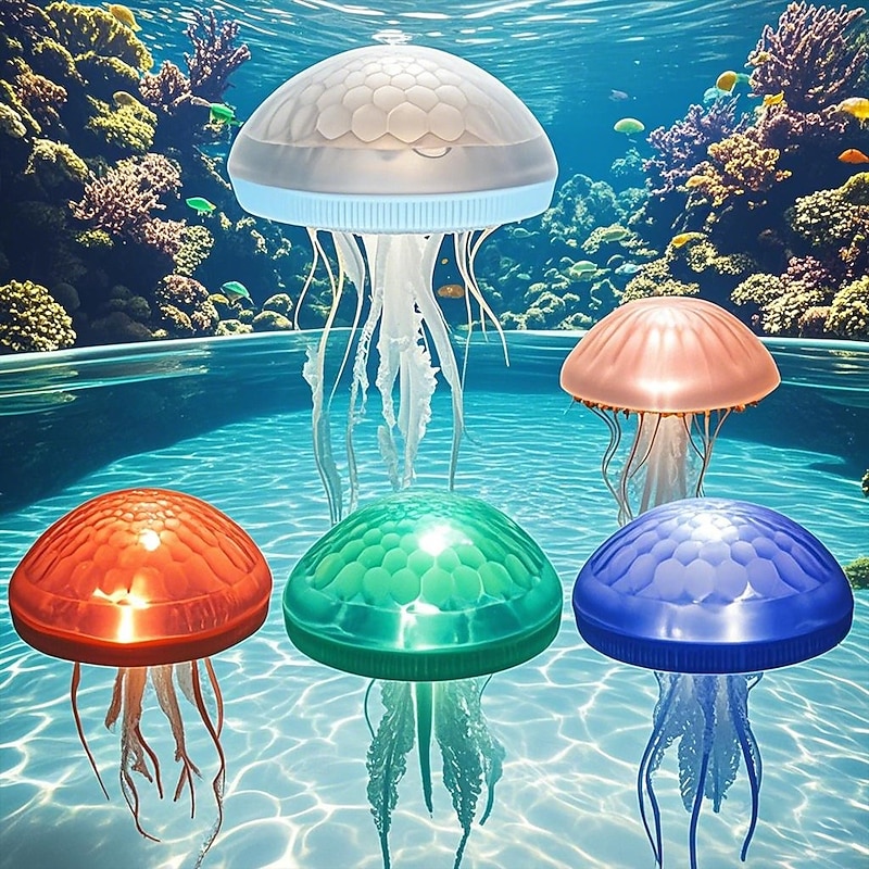 1 Pc Outdoor Solar Jellyfish Lighs Garden Lights Water Float Light Diy Assembly Pool Light Pool Fountain Light Colorful Outdoor Party Atmosphere Light2