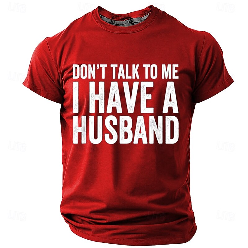 Men's Funny Husband T Shirt Short Sleeve T shirt 3D Print Crew Neck Shirt Fashion Daily Basic Street Casual Daily Black Red Blue Summer Spring All Seasons Clothing Apparel S M L XL XXL XXXL3