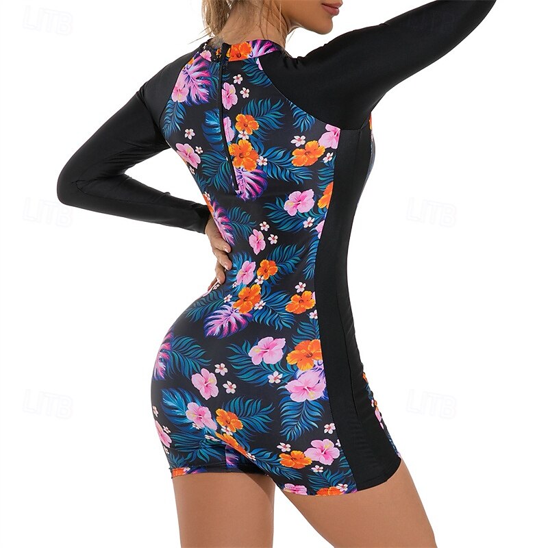 Women's Rash Guard One Piece Swimsuit UV Sun Protection UPF50+ Lightweight Long Sleeve Spandex Swimwear Bathing Suit Swimming Surfing Beach Water Sports Summer Spring Autumn2