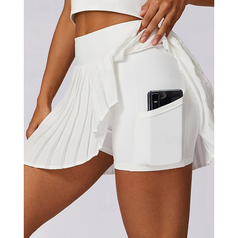 Women's Solid Colored Tennis Skirts Tennis Skirts with Shorts Pleated Side Split Quick Dry Tennis Golf Pickleball Bottoms Black White Blue Tennis Clothing2