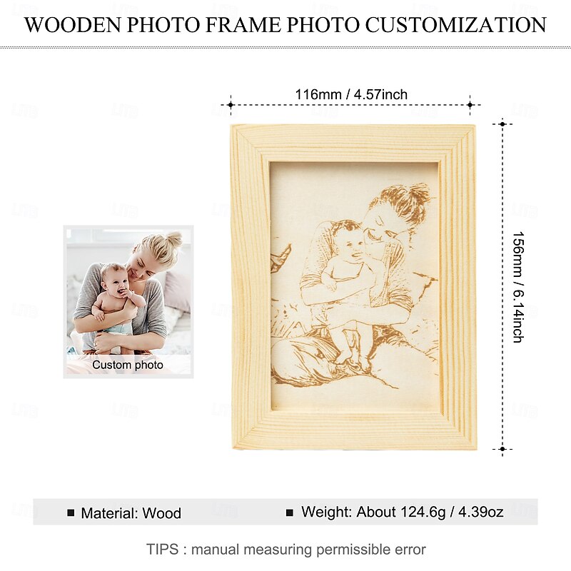 Personalized Wooden Photo Frame Custom Engraved Gift for Parents, Partner, Best Friend, Birthday, Anniversary, Mother's Day, Father's Day, Valentine's Day2