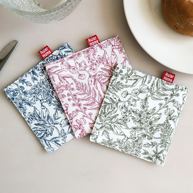 Fabric Coaster With Printed Double-Layer Insulation Pad, Simple Style Square Mug Pad4