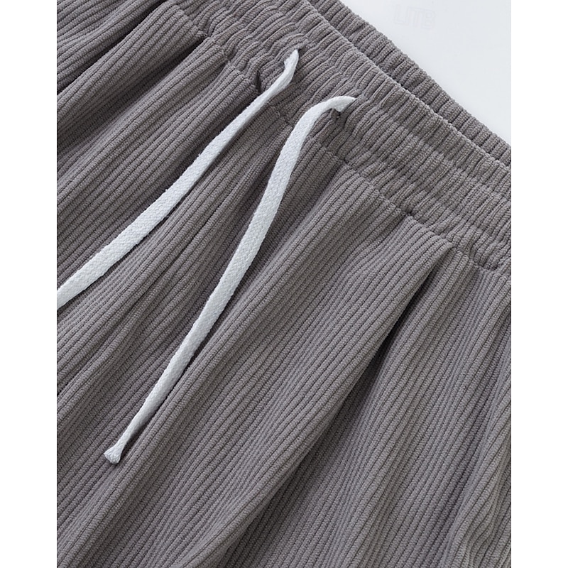 Men's Corduroy Pants Trousers Casual Pants Drawstring Elastic Waist Multi Pocket Plain Comfort Sports Outdoor Daily Fashion Casual Black Army Green Micro-elastic4