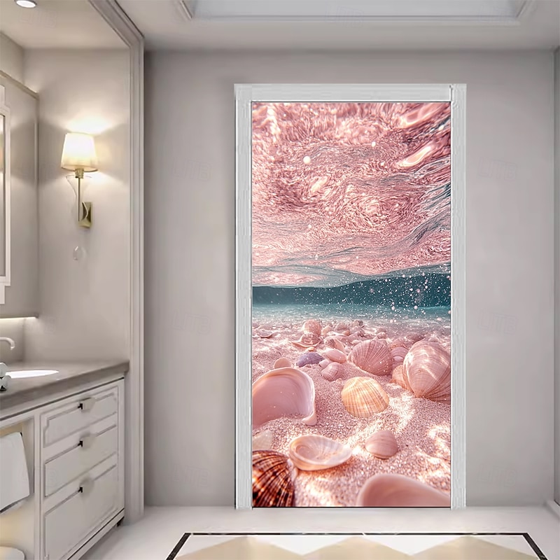 Ocean Pink Shells Door Decorations Door Covers Door Tapestry Door Curtain Decoration Backdrop Indoor/Outdoor Door Banner for Front Door Farmhouse2