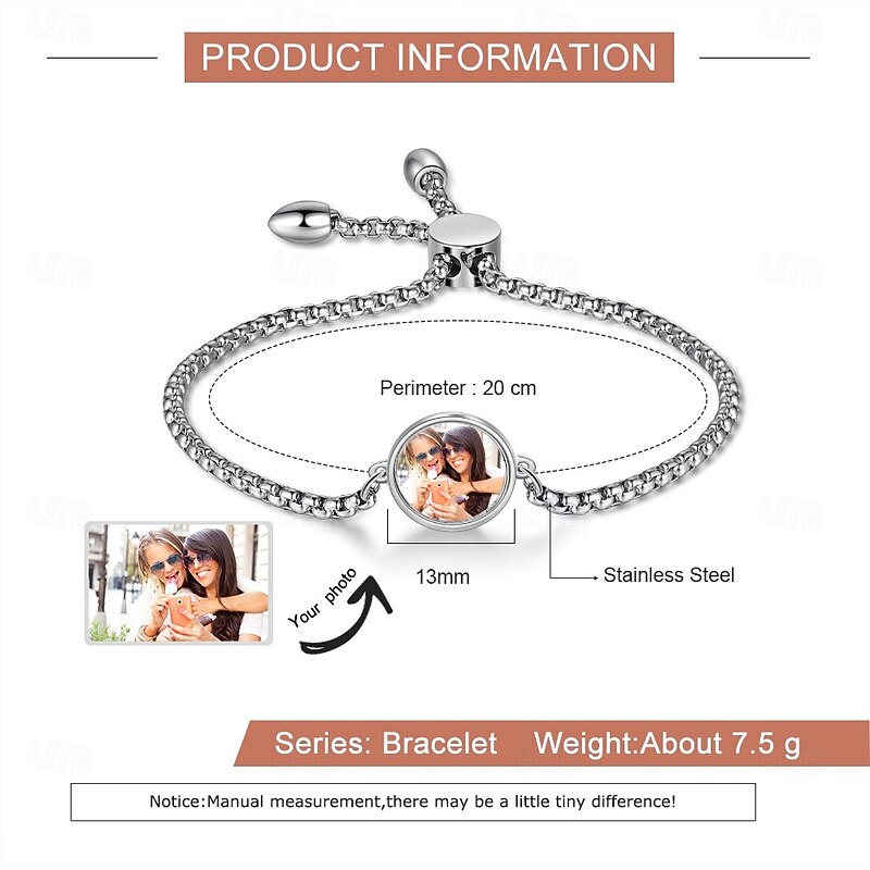 Personalized Custom Bracelet Custom Best Gift for Mom - Photo Engraved, Perfect for Mother's Day, Women's Day, Valentine's Day, Christmas, Anniversary, or Birthday2
