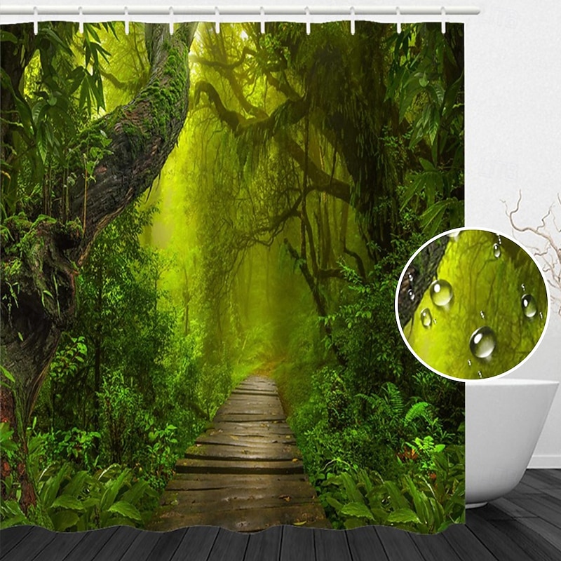 Beautiful Landscape Nature Landscape Print Waterproof Shower Curtain Modern Polyester Machined Waterproof Bathroom With Hooks