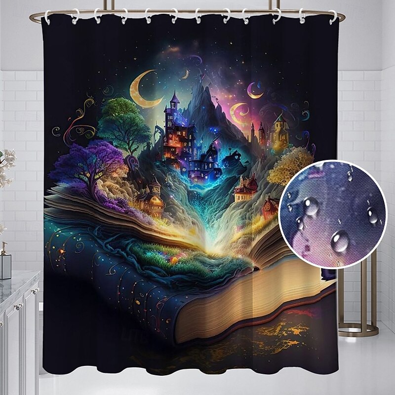Shower Curtain with Hooks 180cm*180cm(70