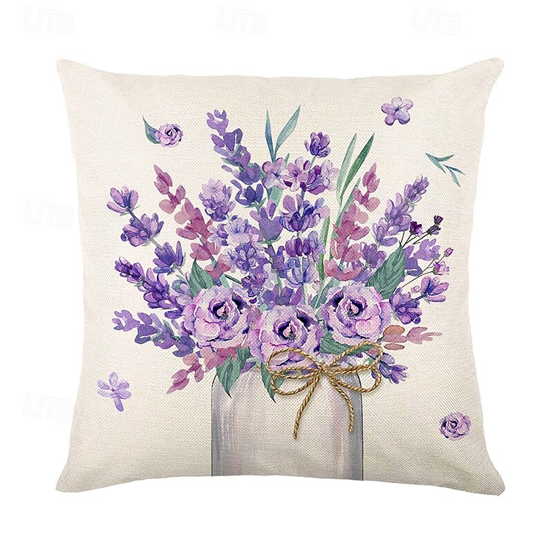 Summer Lavender Decorative Toss Pillows Cover 4PC Soft Square Couch Cushion Case Pillowcase for Bedroom Livingroom Sofa Chair2