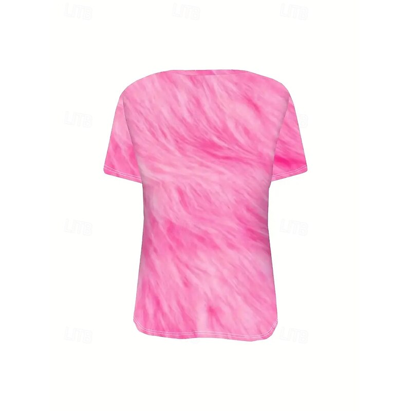 Women's T Shirt Summer Tops Graphic Color Gradient Classic Casual Short Sleeve Crew Neck Crop Tops Daily Weekend Print Rose Pink Summer Spring Fall2