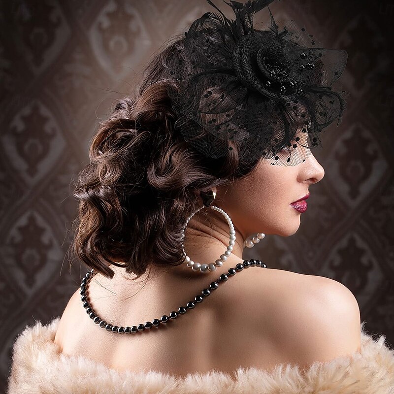 Fascinators Hat Flower Mesh Tea Party Hat Fascinator Veil Headband for Women Party Wedding4