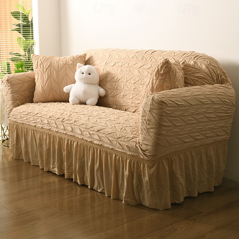 Sofa Cover, With Armrests, Stretchy, Ruffles, Sofa Cover, Nordic, Just Hang On, Elastic, Fitted Cover, Stretchy, Easy Installation, Washable