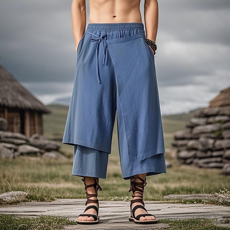 Retro Vintage Medieval Renaissance Pants Wide Leg Pants Pirate Fancy Dress Men's Vacation Casual Daily Ren Faire Adults' Pants Spring & Summer