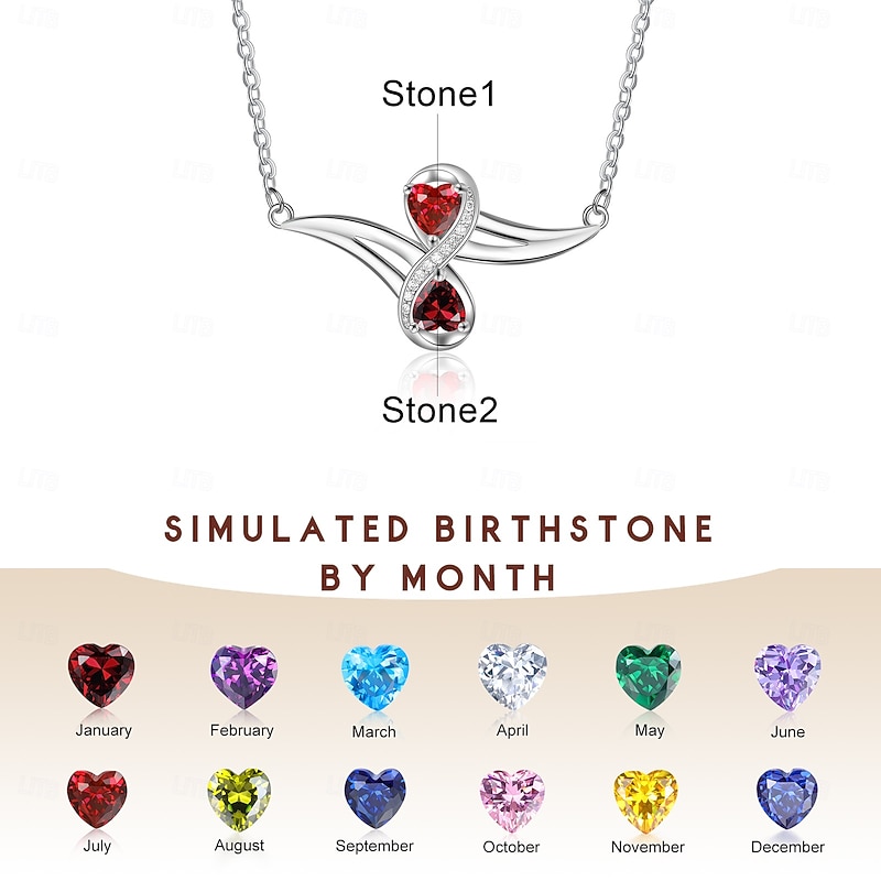 Personalized Birthstone Necklace Custom Gift for Her, December Exclusive Birthstone, Mother's Day Valentine's Day Christmas Birthday Anniversary Gift, Eternal Legacy of Love & Time for Mom Wife Girlfriend