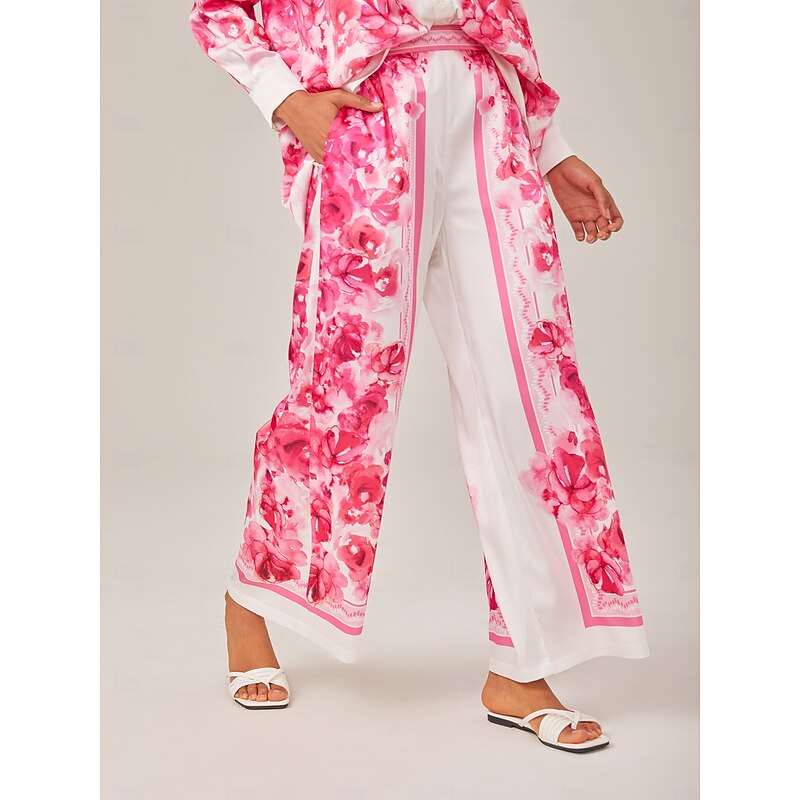 Printed High-Waisted Casual Pants4