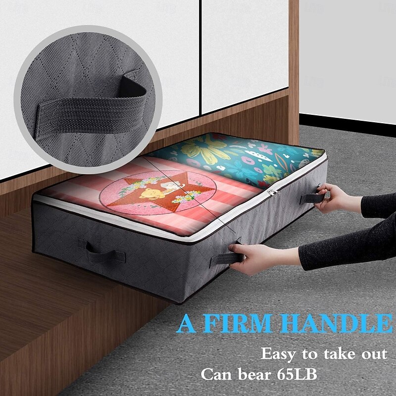 3 Pack Under Bed Storage Containers, Closet Organizers and Storage Bins, Foldable Underbed Storage Bags for Blankets, Towels, Comforter, Sweaters, Pillows, Linen Sheets, Wrapping Pape2