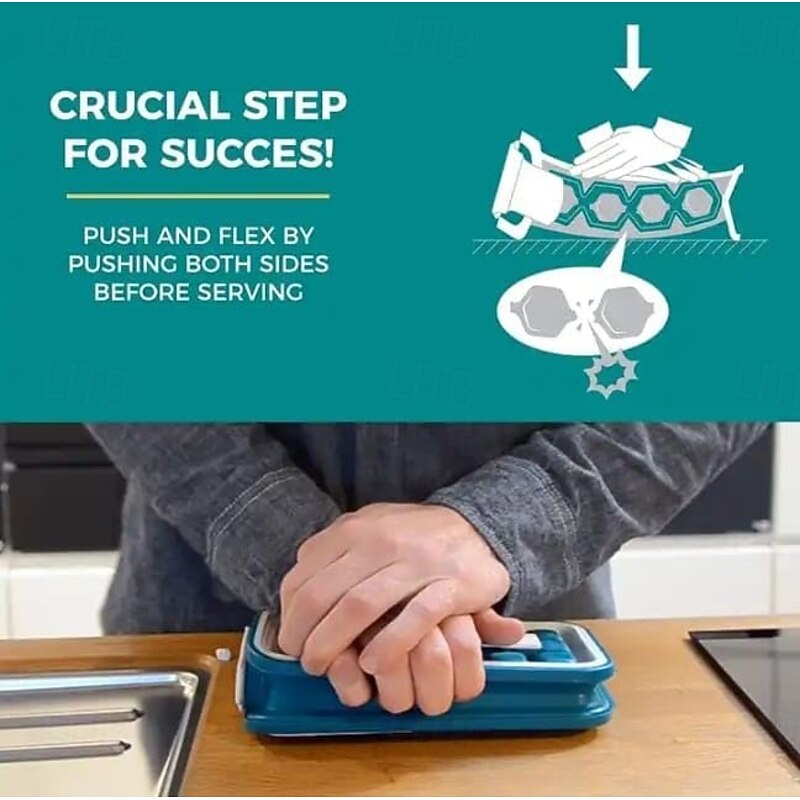 Silicone Ice Tray 4 IN 1 - DISPENSER - MAKER - BIN - ICE PACK - Make And Serve Ice Without Ever Touching The Ice - The Sanitary Silicone Ice Tray for Freezer With Lid - Ice Cube3