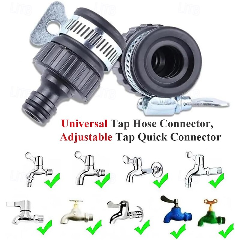 2pcs Durable Universal Water Faucet Adapter Plastic Hose Fitting Quick Connect Fitting Tap for Car Washing Garden Irrigation4