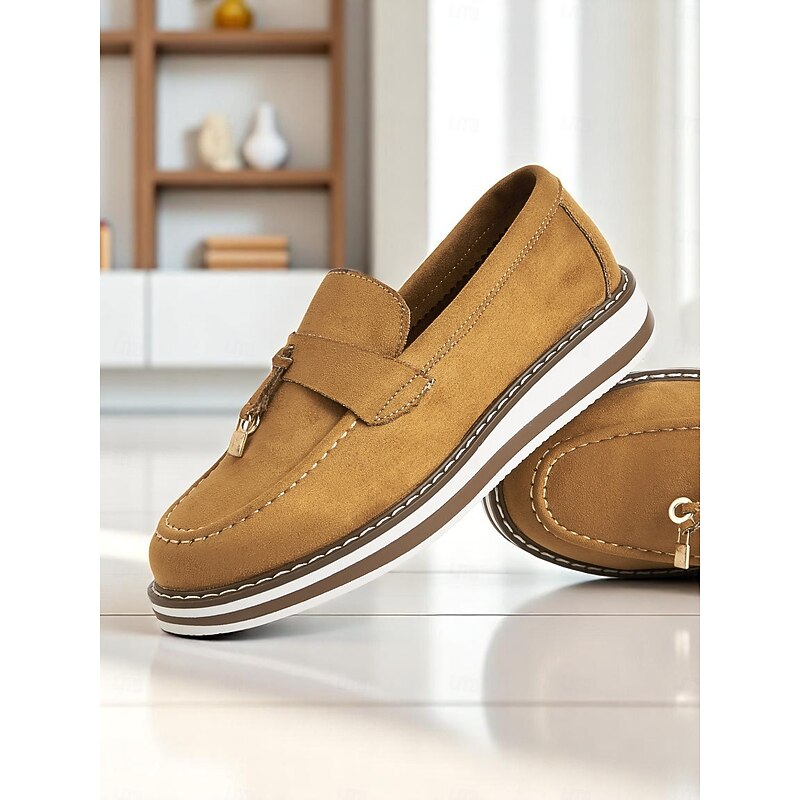 Women's Faux Suede Platform Loafers with Tassel Detail – Trendy & Fashionable Style for Casual Office Days & Daily Outings4