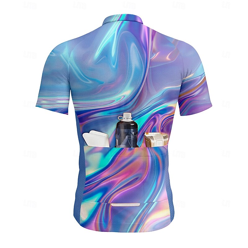 Men's Cycling Jersey Graphic Gradient Short Sleeve Bike Tee Tshirt Top with 3 Rear Pockets Quick Dry Front Zipper Wicking Sports Blue Clothing Apparel2