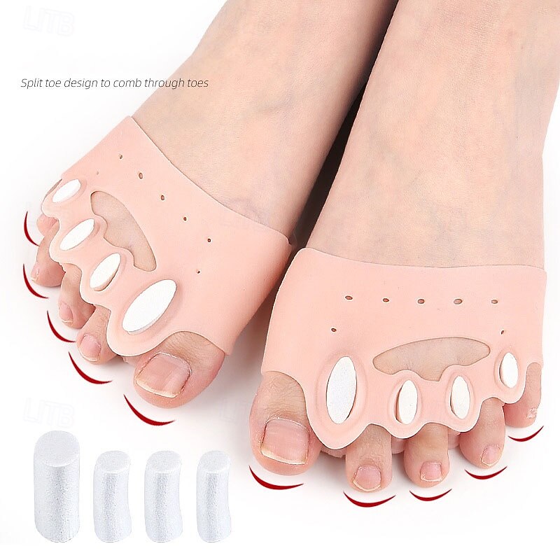 Five Hole Toe Separator Five Toe Arch Cushion Soft Shock Absorbing Pressure Relieving Massage Insole Half Size Pad For Thefoot Adjustable Toe Separator4