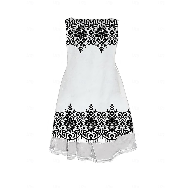 Women's Midi Dress Tank Dress Fashion Classic Outdoor Daily Weekend Regular Fit Graphic Letter Sleeveless Crew Neck Black And White Spring Fall2