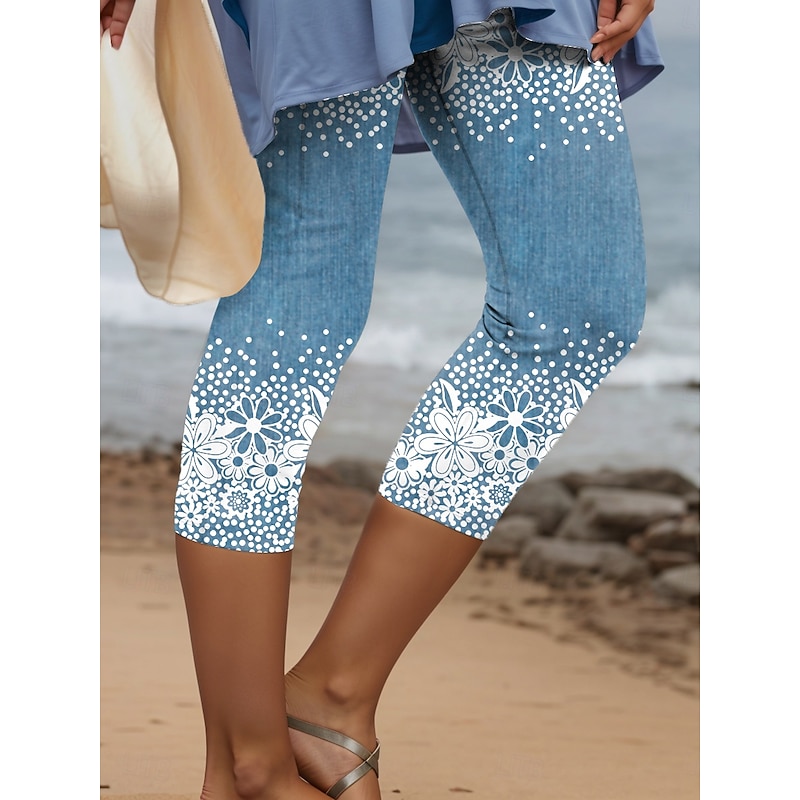Women's Leggings Capri Pants 3D Print High Elasticity Vintage Fashion Casual Calf-Length High Waist Floral Graphic Geometic Printing Breathable Soft Stretchy Outdoor Daily